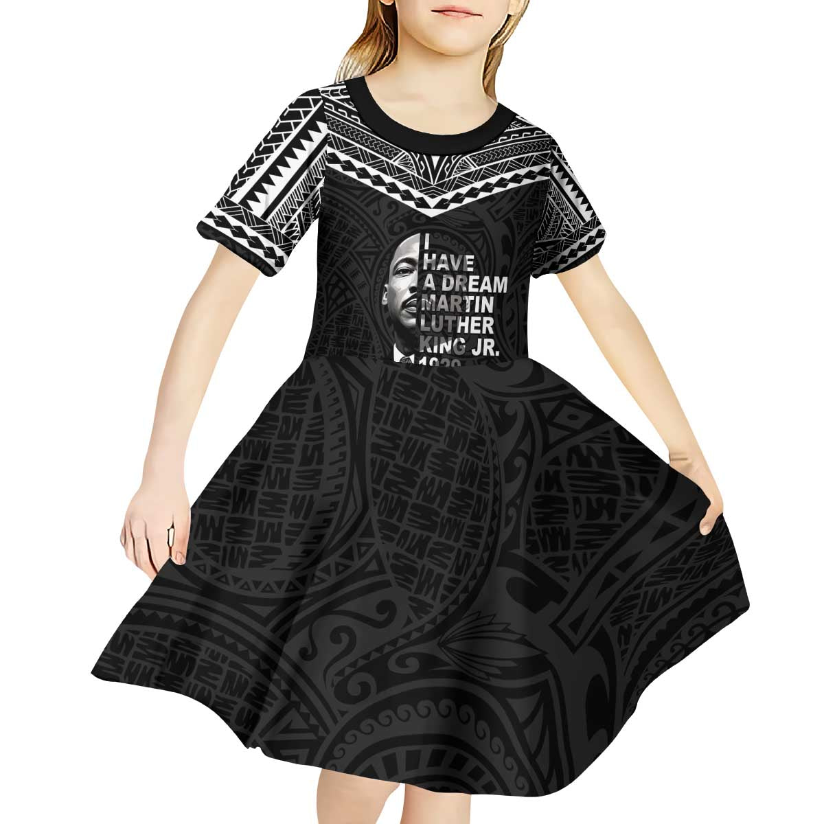 American Samoa MLK Day Kid Short Sleeve Dress Polynesian Style LT05 - Polynesian Pride
