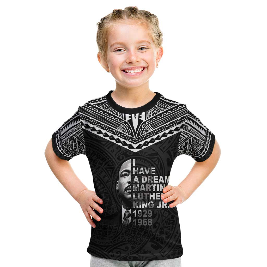 American Samoa MLK Day Kid T Shirt Polynesian Style LT05 Black - Polynesian Pride