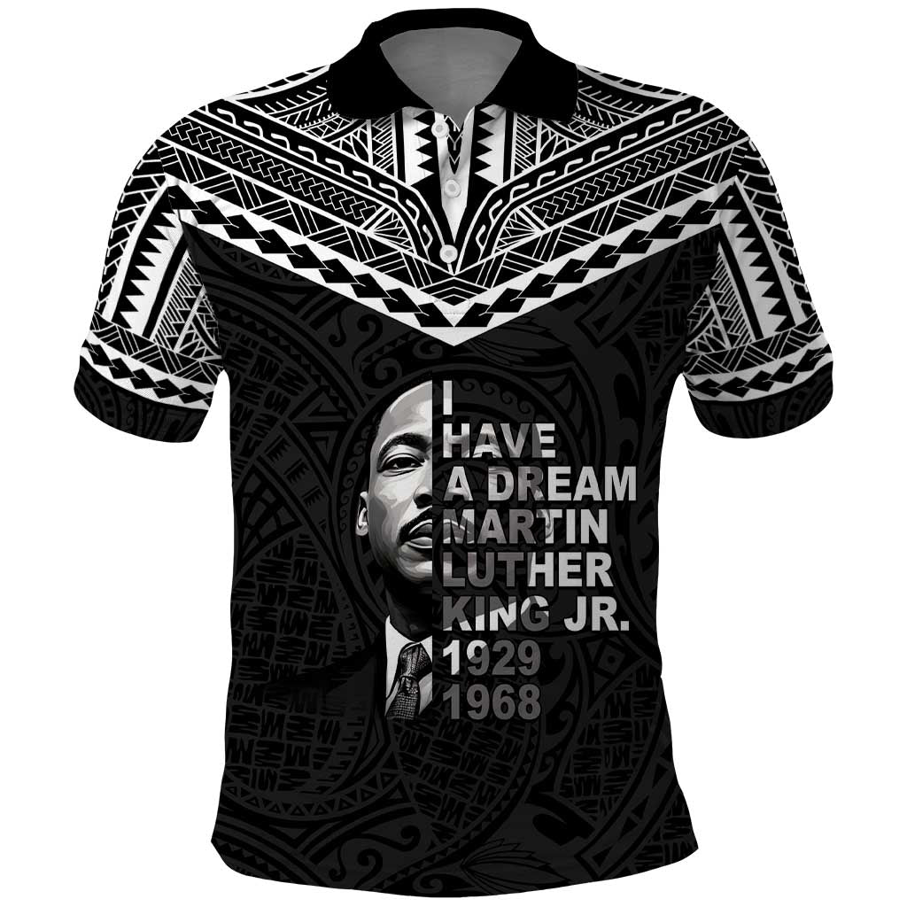American Samoa MLK Day Polo Shirt Polynesian Style LT05 Black - Polynesian Pride