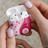 Bula Fiji AirPods Case Pink Plumeria Masi Tapa Pattern LT05 - Polynesian Pride