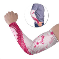 Bula Fiji Arm Sleeves Pink Plumeria Masi Tapa Pattern LT05 Set of 2 Pink - Polynesian Pride