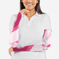 Bula Fiji Arm Sleeves Pink Plumeria Masi Tapa Pattern LT05 - Polynesian Pride
