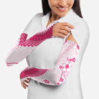 Bula Fiji Arm Sleeves Pink Plumeria Masi Tapa Pattern LT05 - Polynesian Pride
