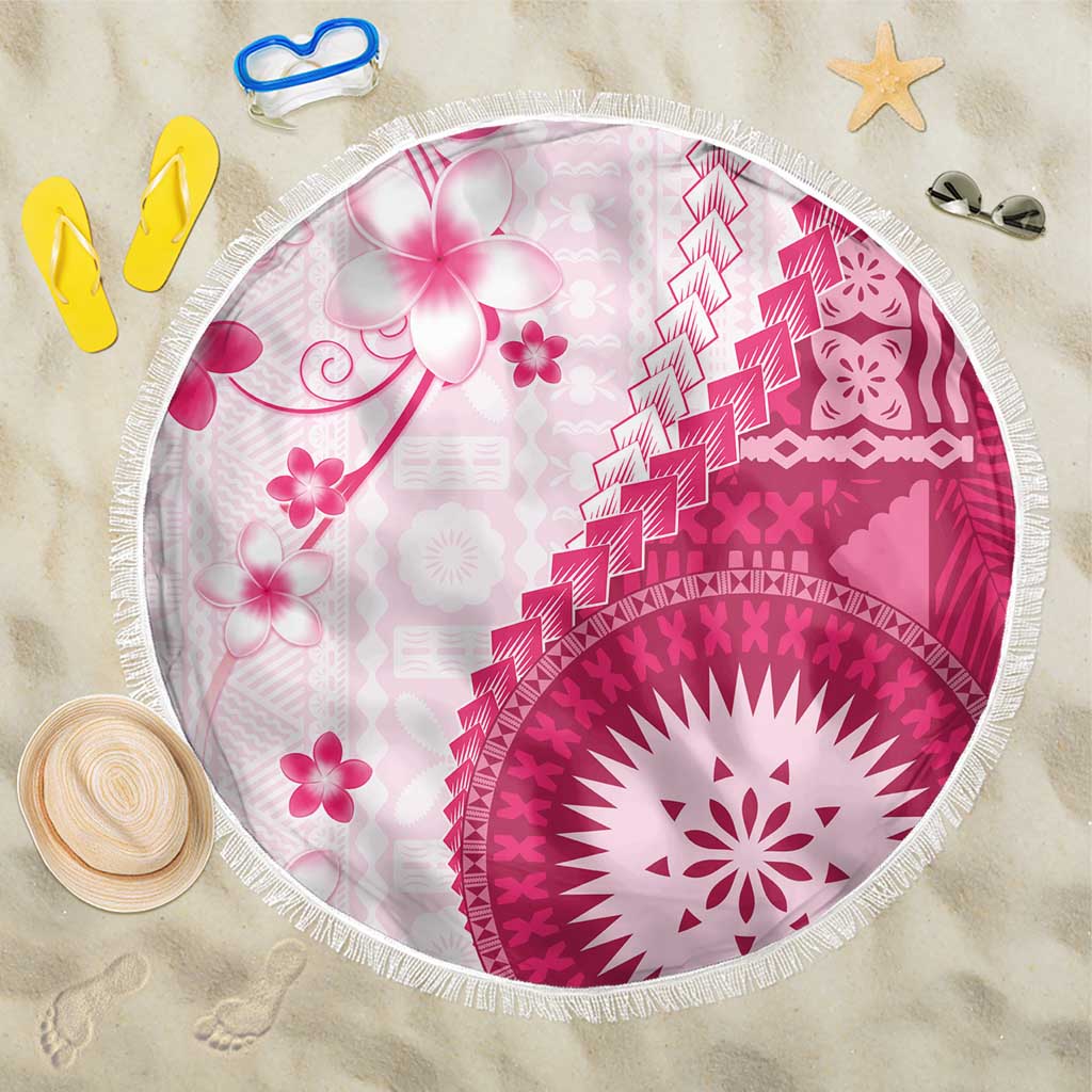 Bula Fiji Beach Blanket Pink Plumeria Masi Tapa Pattern LT05 One Size 150cm Pink - Polynesian Pride