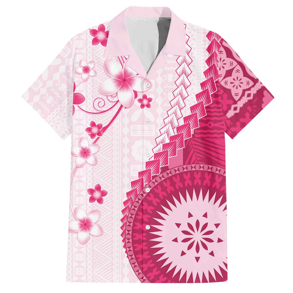 Bula Fiji Hawaiian Shirt Pink Plumeria Masi Tapa Pattern LT05 Pink - Polynesian Pride