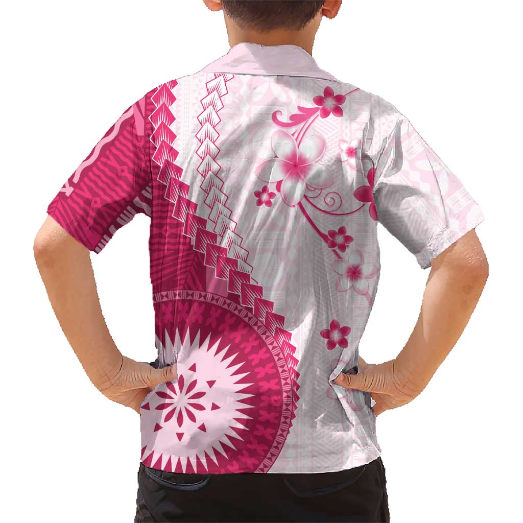 Bula Fiji Kid Hawaiian Shirt Pink Plumeria Masi Tapa Pattern LT05 - Polynesian Pride