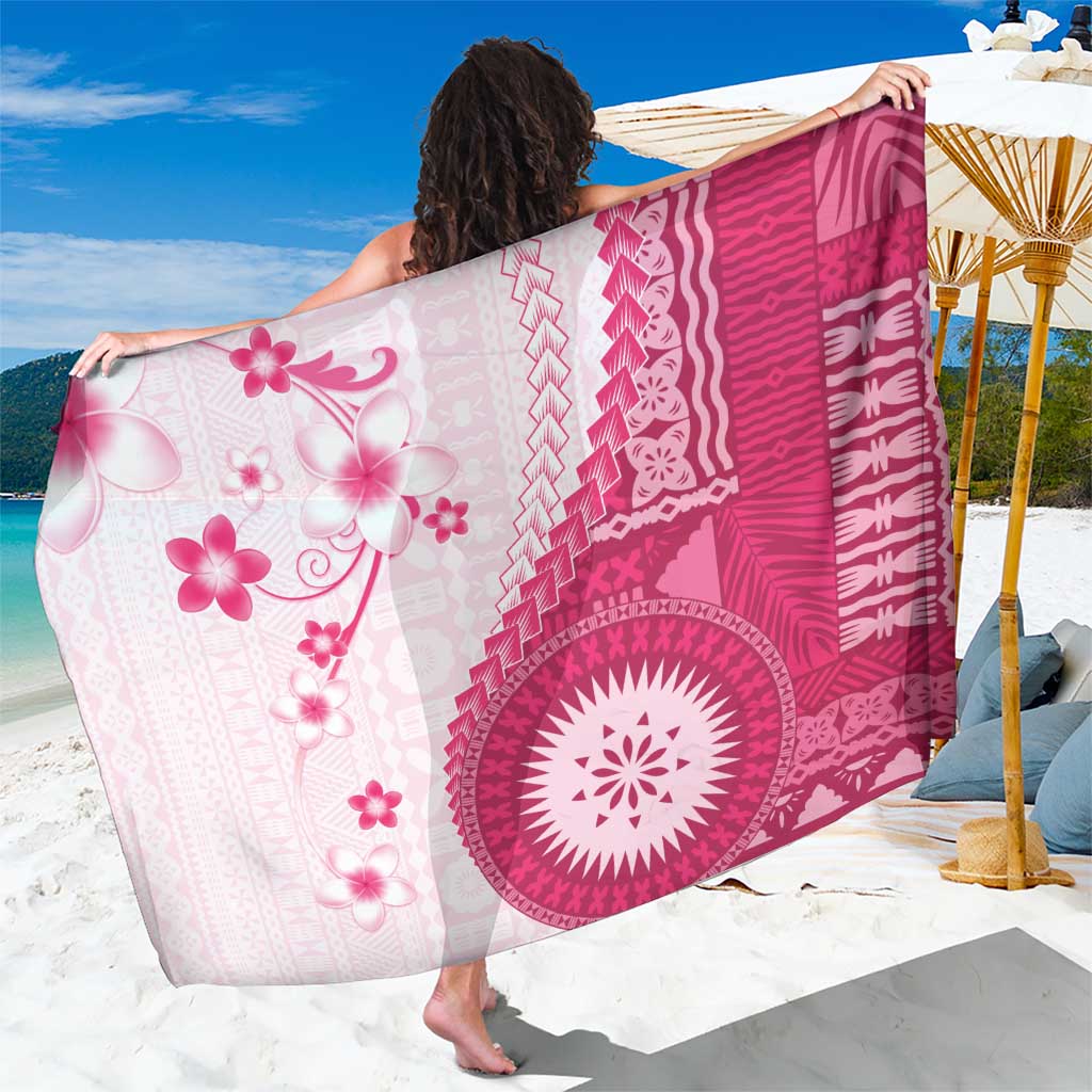 Bula Fiji Sarong Pink Plumeria Masi Tapa Pattern LT05 One Size 44 x 66 inches Pink - Polynesian Pride