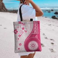Bula Fiji Tote Bag Pink Plumeria Masi Tapa Pattern LT05 - Polynesian Pride