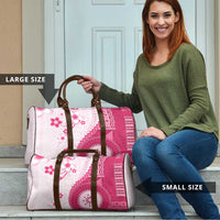 Bula Fiji Travel Bag Pink Plumeria Masi Tapa Pattern LT05 - Polynesian Pride