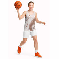 Bula Fiji Basketball Jersey Brown Plumeria Masi Tapa Pattern LT05 - Polynesian Pride