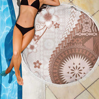 Bula Fiji Beach Blanket Brown Plumeria Masi Tapa Pattern LT05 - Polynesian Pride