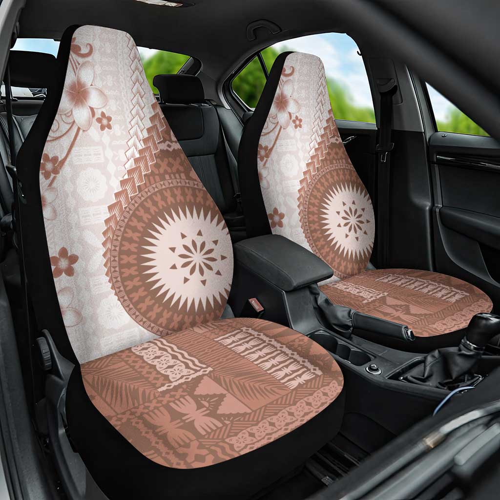 Bula Fiji Car Seat Cover Brown Plumeria Masi Tapa Pattern LT05 One Size Brown - Polynesian Pride