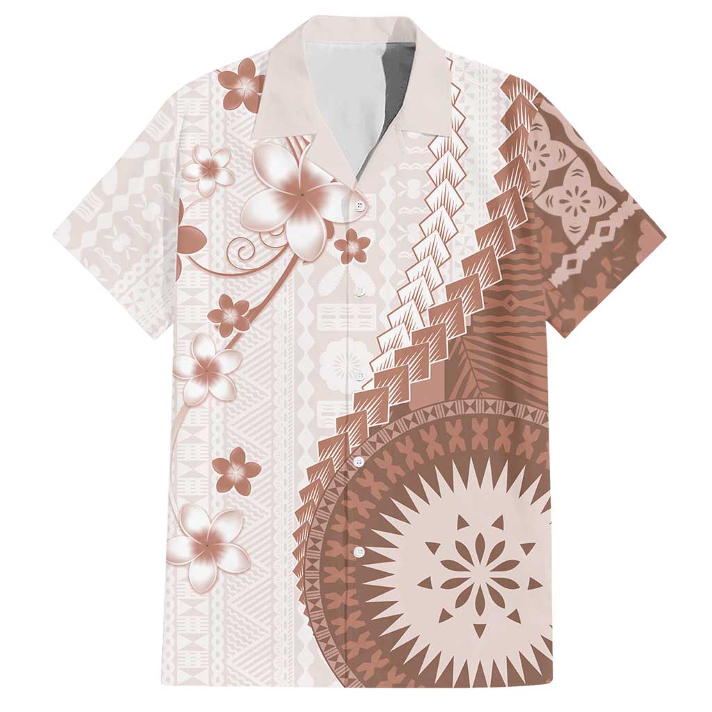 Bula Fiji Hawaiian Shirt Brown Plumeria Masi Tapa Pattern LT05 Brown - Polynesian Pride