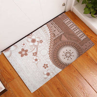 Bula Fiji Rubber Doormat Brown Plumeria Masi Tapa Pattern LT05 - Polynesian Pride