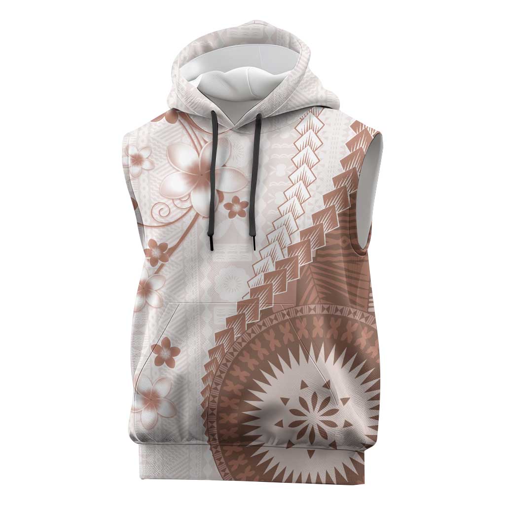 Bula Fiji Sleeveless Hoodie Brown Plumeria Masi Tapa Pattern LT05 Brown - Polynesian Pride