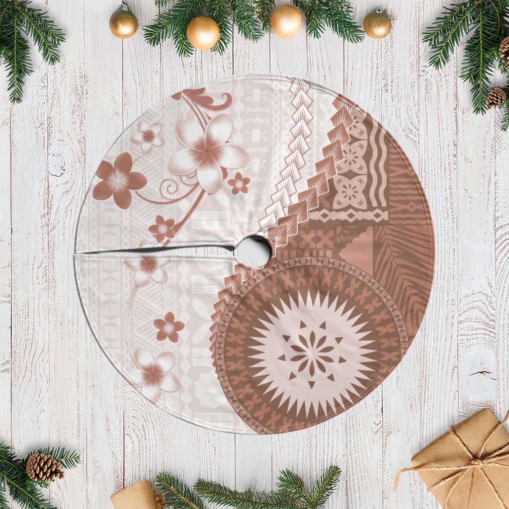 Bula Fiji Tree Skirt Brown Plumeria Masi Tapa Pattern LT05 Casual Brown - Polynesian Pride