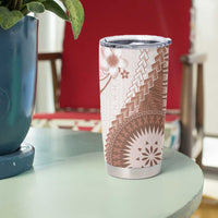 Bula Fiji Tumbler Cup Brown Plumeria Masi Tapa Pattern LT05 - Polynesian Pride