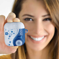 Bula Fiji AirPods Case Blue Plumeria Masi Tapa Pattern LT05 - Polynesian Pride