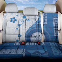 Bula Fiji Back Car Seat Cover Blue Plumeria Masi Tapa Pattern LT05 One Size Blue - Polynesian Pride