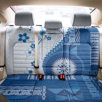 Bula Fiji Back Car Seat Cover Blue Plumeria Masi Tapa Pattern LT05 - Polynesian Pride