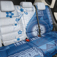 Bula Fiji Back Car Seat Cover Blue Plumeria Masi Tapa Pattern LT05 - Polynesian Pride
