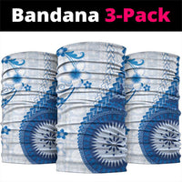 Bula Fiji Neck Gaiter Blue Plumeria Masi Tapa Pattern LT05 package One Size: 25*50cm Blue - Polynesian Pride