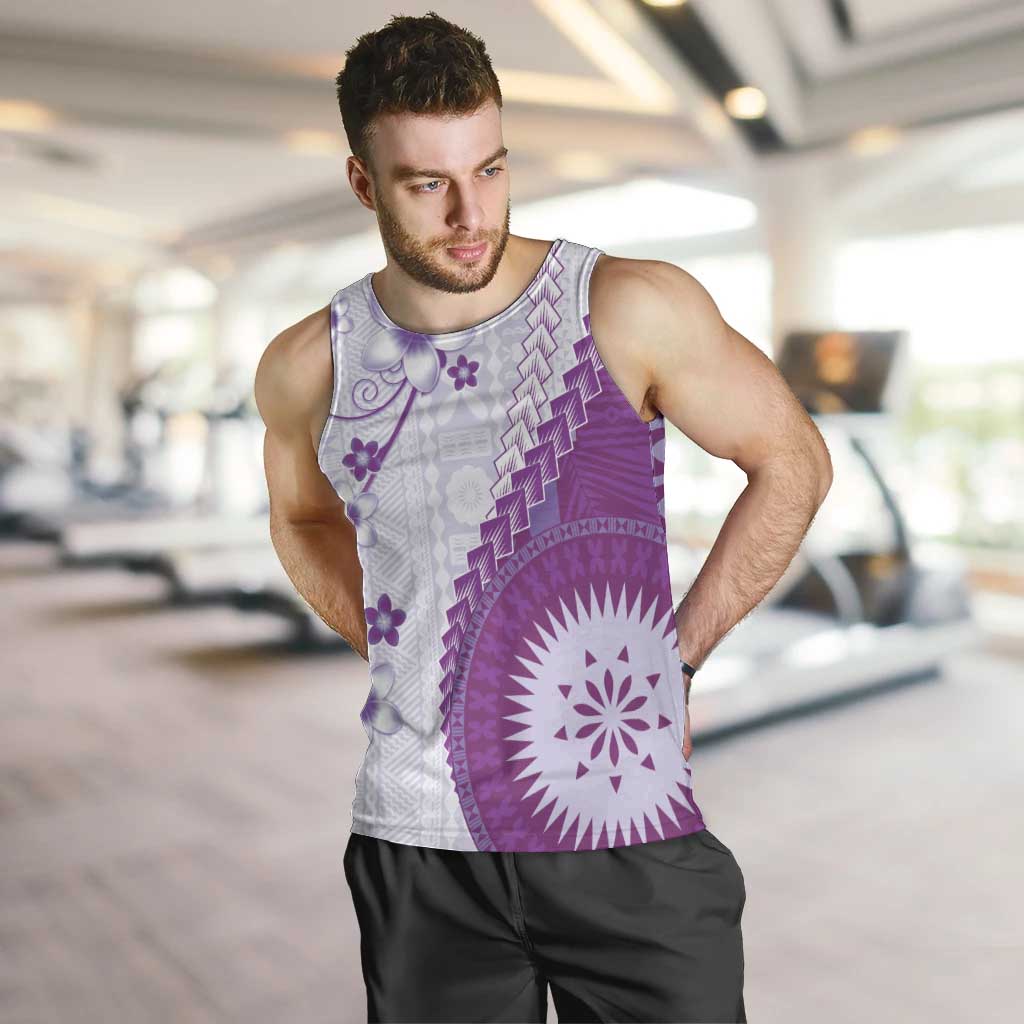 Bula Fiji Men Tank Top Violet Plumeria Masi Tapa Pattern LT05 Violet - Polynesian Pride