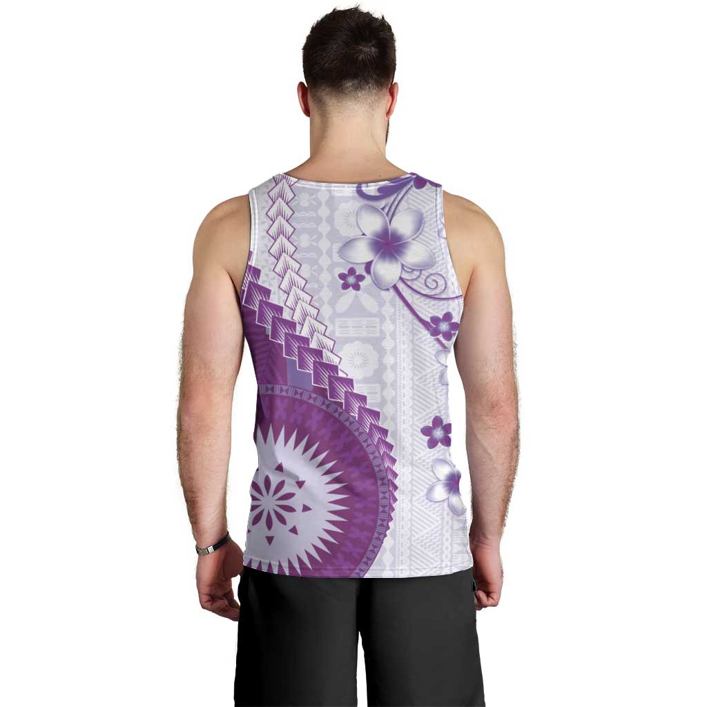 Bula Fiji Men Tank Top Violet Plumeria Masi Tapa Pattern LT05 - Polynesian Pride