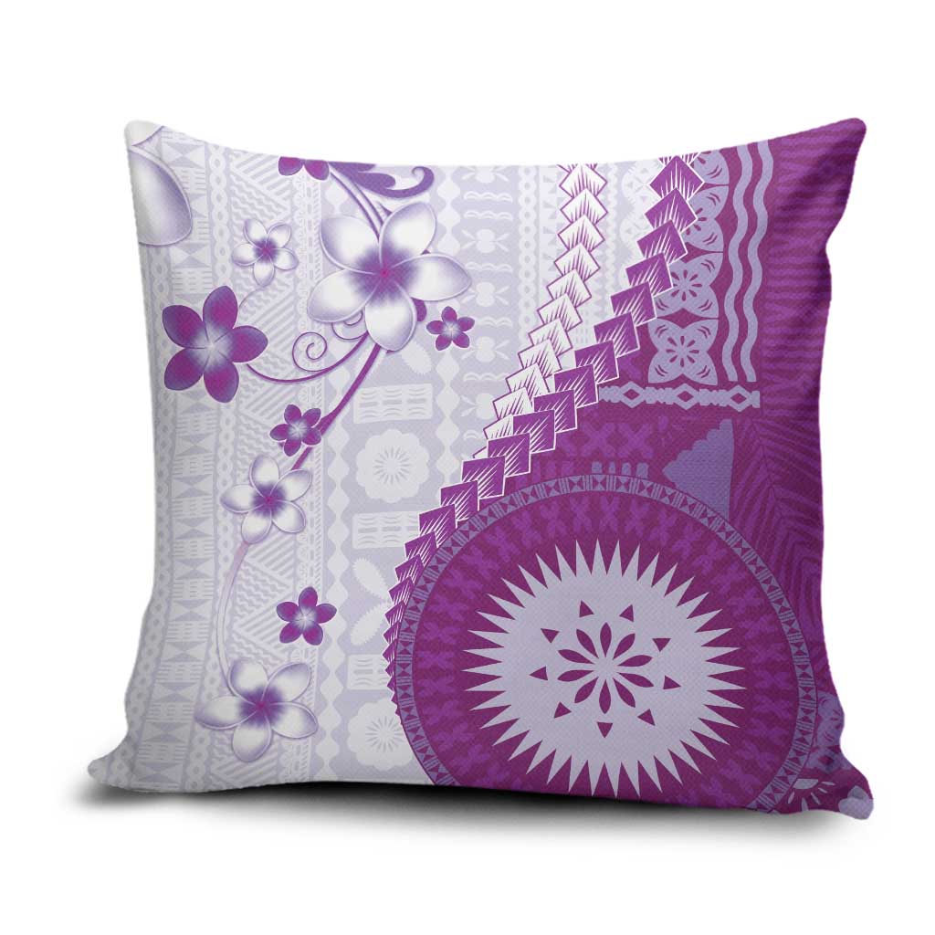 Bula Fiji Pillow Cover Violet Plumeria Masi Tapa Pattern LT05 Violet - Polynesian Pride