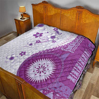 Bula Fiji Quilt Violet Plumeria Masi Tapa Pattern LT05 - Polynesian Pride
