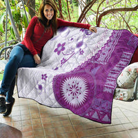 Bula Fiji Quilt Violet Plumeria Masi Tapa Pattern LT05 - Polynesian Pride