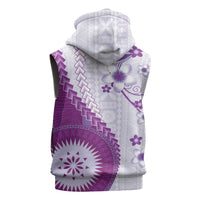 Bula Fiji Sleeveless Hoodie Violet Plumeria Masi Tapa Pattern LT05 - Polynesian Pride