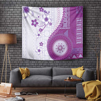 Bula Fiji Tapestry Violet Plumeria Masi Tapa Pattern LT05 Violet - Polynesian Pride