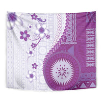 Bula Fiji Tapestry Violet Plumeria Masi Tapa Pattern LT05 - Polynesian Pride