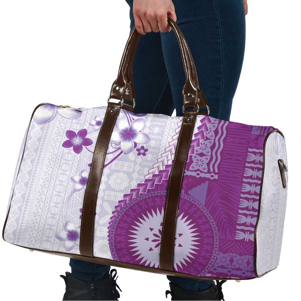 Bula Fiji Travel Bag Violet Plumeria Masi Tapa Pattern LT05 - Polynesian Pride