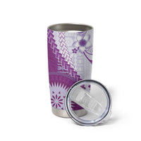 Bula Fiji Tumbler Cup Violet Plumeria Masi Tapa Pattern LT05 - Polynesian Pride