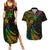 Personalised New Zealand Wellington Pride Couples Matching Summer Maxi Dress and Hawaiian Shirt Rainbow Silver Fern Paua Shell LT05 Black - Polynesian Pride