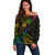 Personalised New Zealand Wellington Pride Off Shoulder Sweater Rainbow Silver Fern Paua Shell LT05 Women Black - Polynesian Pride