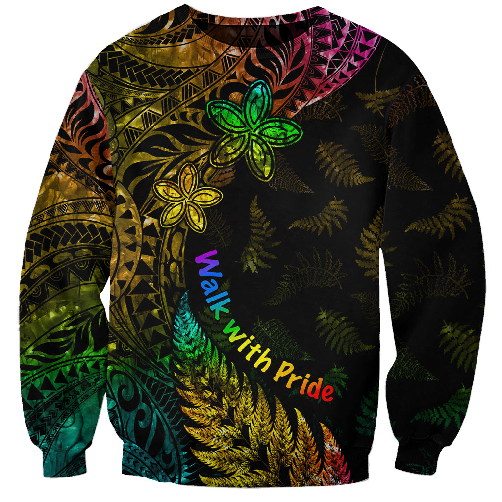 Personalised New Zealand Wellington Pride Sweatshirt Rainbow Silver Fern Paua Shell LT05 Unisex Black - Polynesian Pride