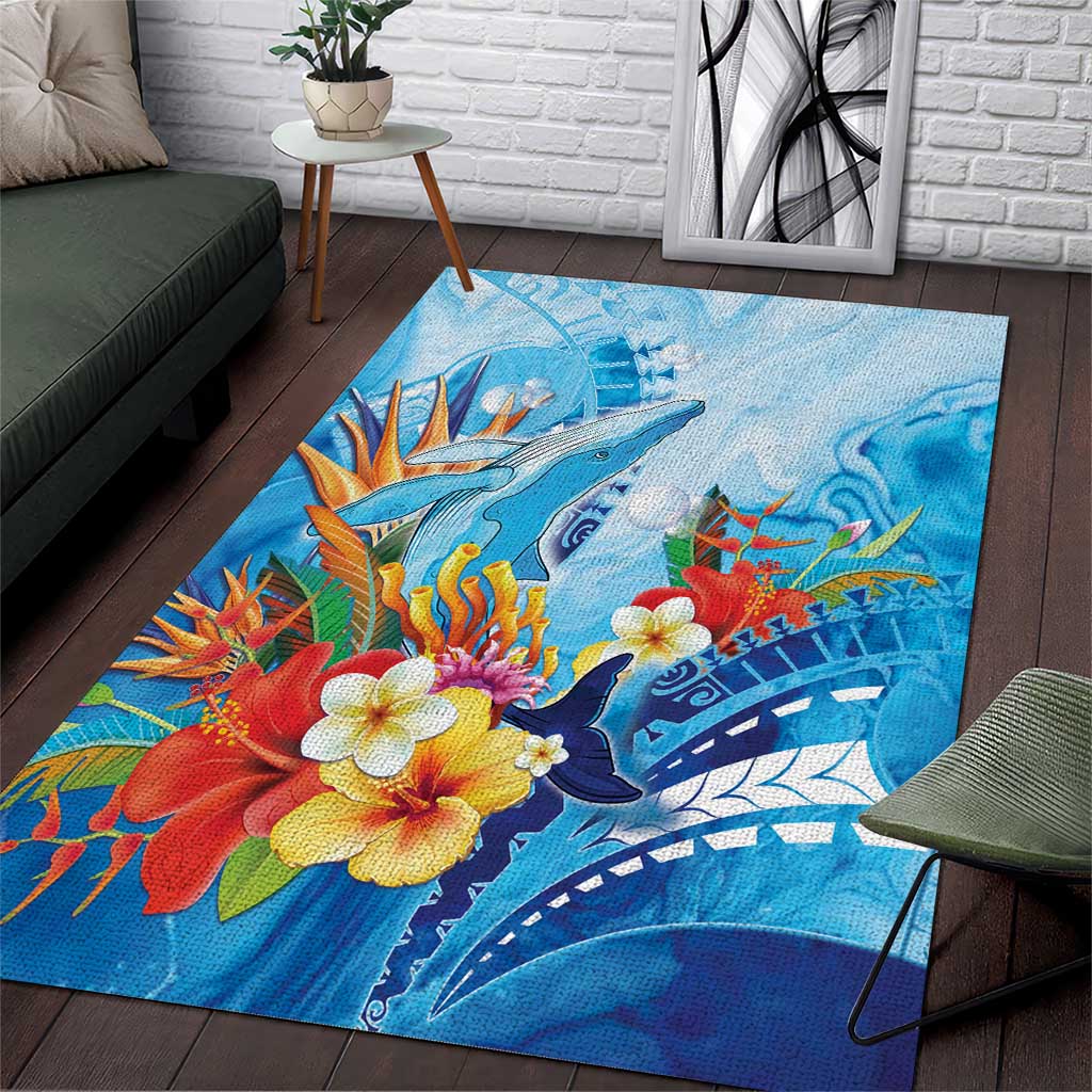 Polynesia Humpback Whale Area Rug Ocean Style LT05 Blue - Polynesian Pride