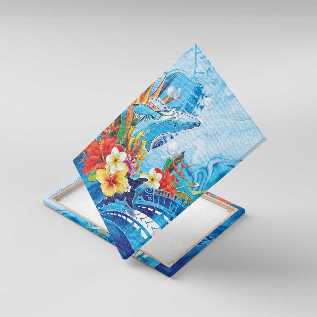 Polynesia Humpback Whale Canvas Wall Art Ocean Style LT05 With Frame Blue - Polynesian Pride