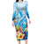 Polynesia Humpback Whale Family Matching Long Sleeve Bodycon Dress and Hawaiian Shirt Ocean Style