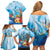 Polynesia Humpback Whale Family Matching Off Shoulder Short Dress and Hawaiian Shirt Ocean Style