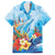 Polynesia Humpback Whale Family Matching Off Shoulder Short Dress and Hawaiian Shirt Ocean Style