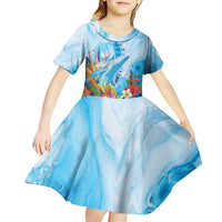 Polynesia Humpback Whale Kid Short Sleeve Dress Ocean Style LT05 - Polynesian Pride