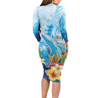 Polynesia Humpback Whale Long Sleeve Bodycon Dress Ocean Style LT05 - Polynesian Pride