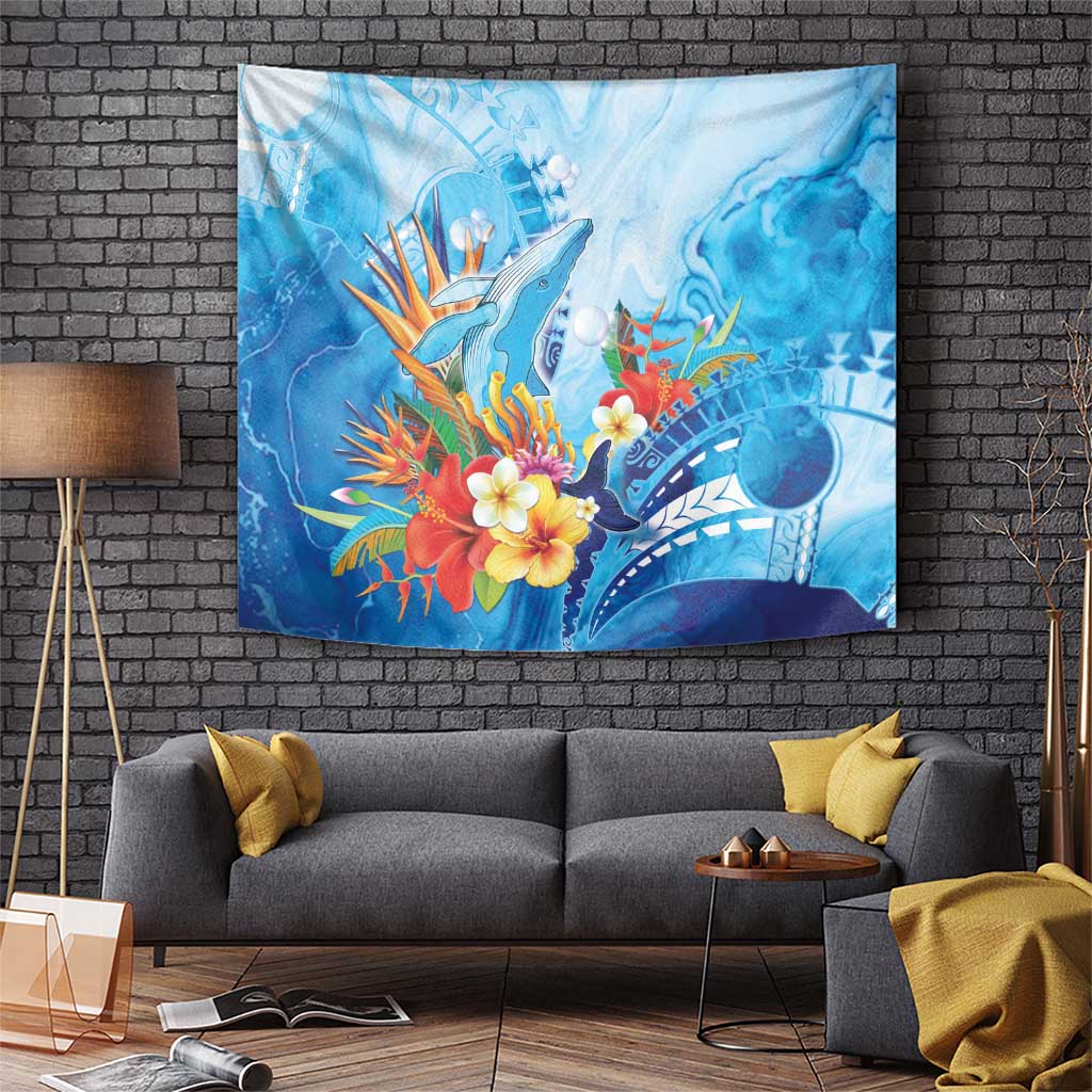 Polynesia Humpback Whale Tapestry Ocean Style LT05 Blue - Polynesian Pride