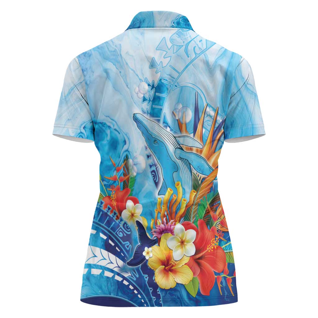 Polynesia Humpback Whale Women Polo Shirt Ocean Style LT05 - Polynesian Pride
