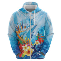 Polynesia Humpback Whale Zip Hoodie Ocean Style LT05 - Polynesian Pride
