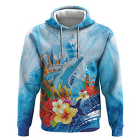 Polynesia Humpback Whale Zip Hoodie Ocean Style LT05 Pullover Hoodie Blue - Polynesian Pride